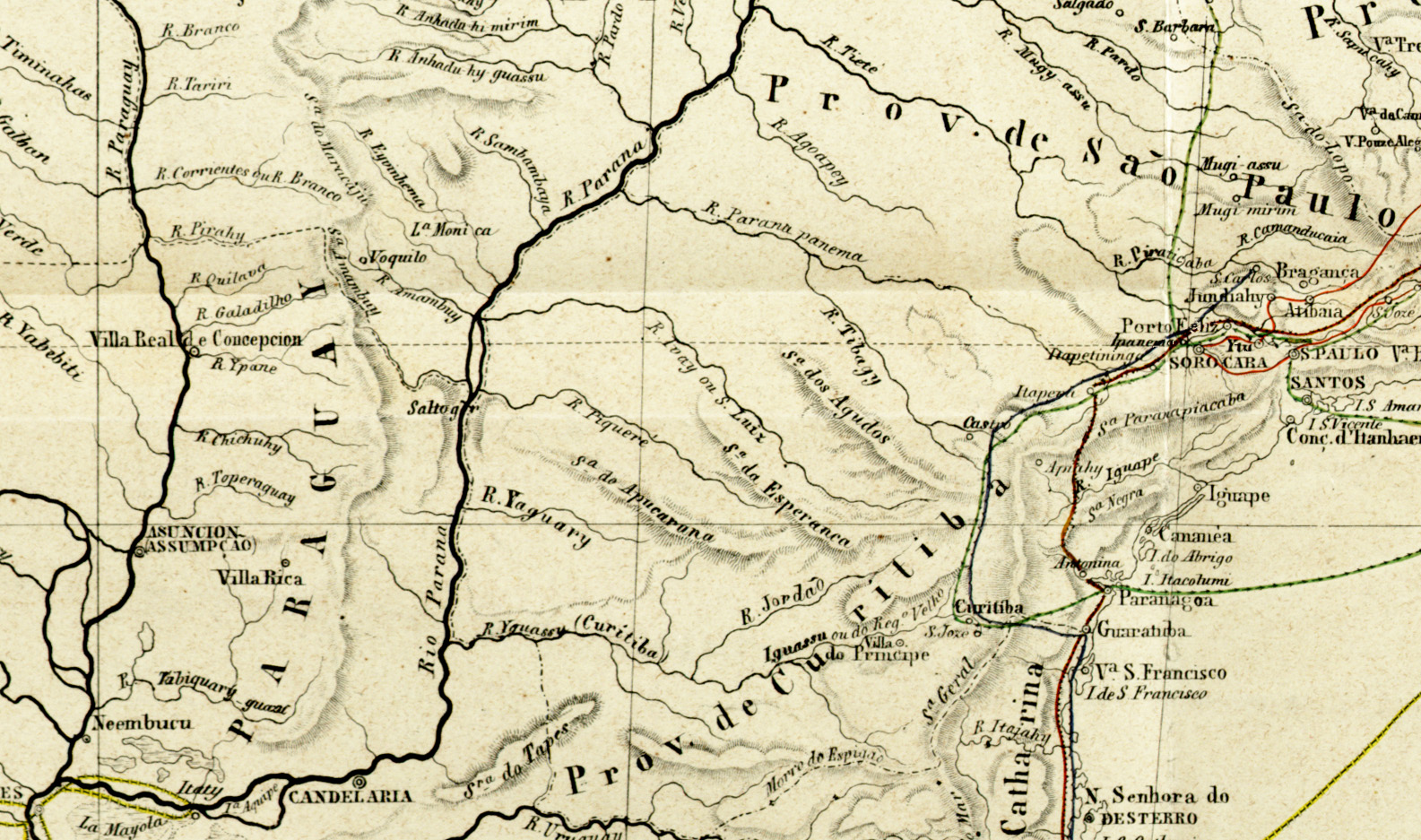 Rio Parana and Paraguay, from the expedition map of Flora Brasiliensis 1840. Thanks to Green Library, Stanford U.